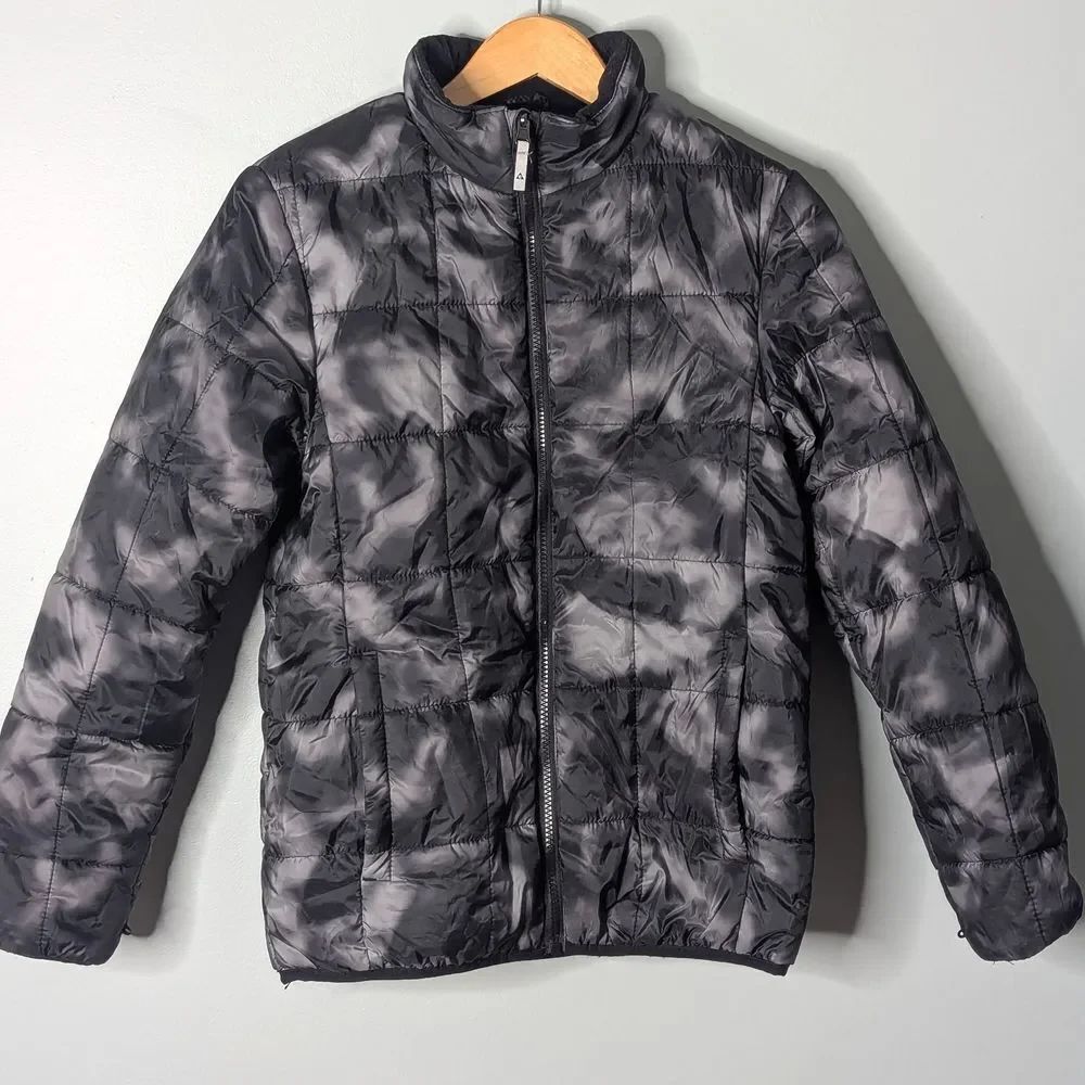 GERRY Kid's Unisex Puffer Black Grey Tie Dye Camo Winter Jacket Size L 14 16